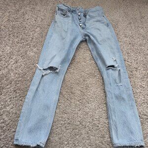 Agolde Jeans Women 27 Jamie High Rise Classic Shakedown Distressed Denim